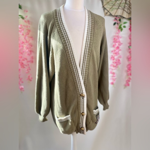Vintage 1980s long Jaeger cardigan, green cardigan, size Large, designer cardiga - Picture 9 of 9